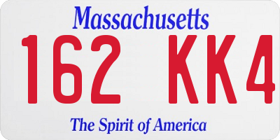 MA license plate 162KK4