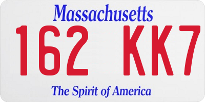MA license plate 162KK7