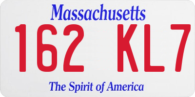 MA license plate 162KL7