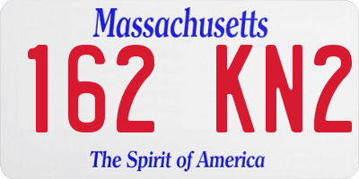 MA license plate 162KN2