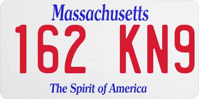 MA license plate 162KN9
