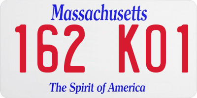 MA license plate 162KO1