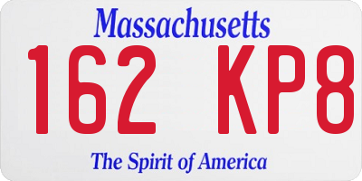 MA license plate 162KP8