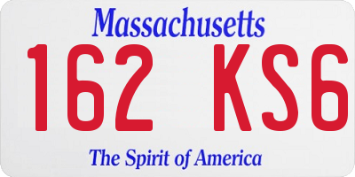 MA license plate 162KS6