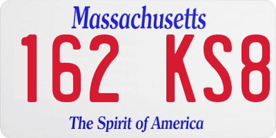 MA license plate 162KS8