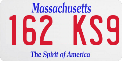 MA license plate 162KS9