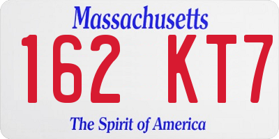 MA license plate 162KT7