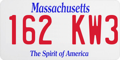 MA license plate 162KW3