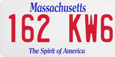 MA license plate 162KW6