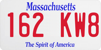 MA license plate 162KW8
