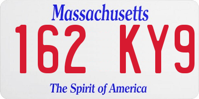 MA license plate 162KY9