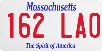 MA license plate 162LA0