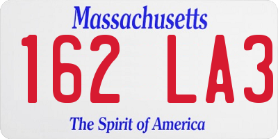 MA license plate 162LA3