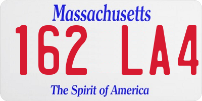 MA license plate 162LA4
