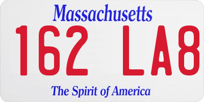 MA license plate 162LA8