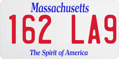 MA license plate 162LA9