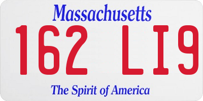 MA license plate 162LI9