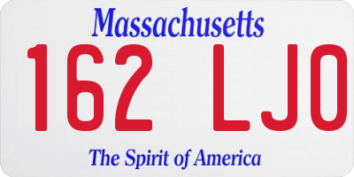 MA license plate 162LJ0