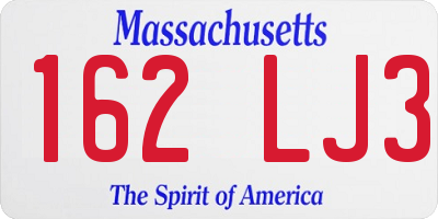 MA license plate 162LJ3