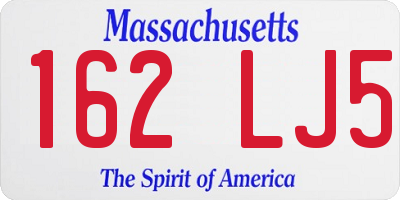 MA license plate 162LJ5