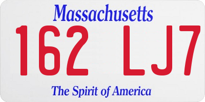 MA license plate 162LJ7