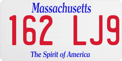 MA license plate 162LJ9
