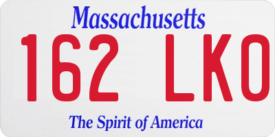 MA license plate 162LK0