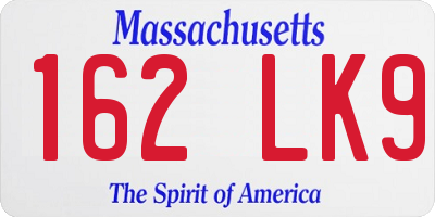 MA license plate 162LK9