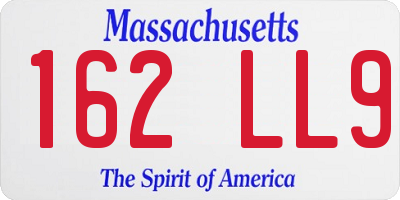 MA license plate 162LL9