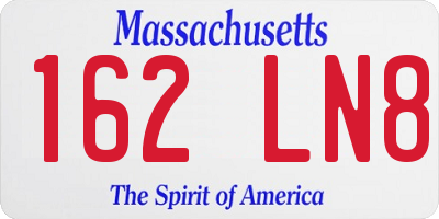 MA license plate 162LN8