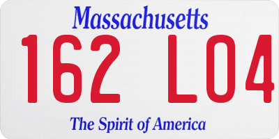 MA license plate 162LO4