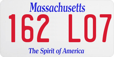 MA license plate 162LO7