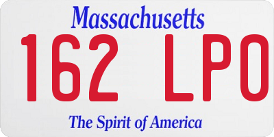 MA license plate 162LP0