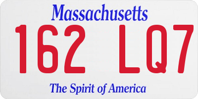 MA license plate 162LQ7