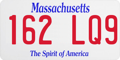MA license plate 162LQ9
