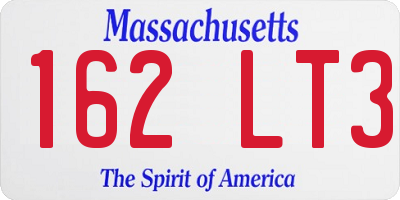 MA license plate 162LT3
