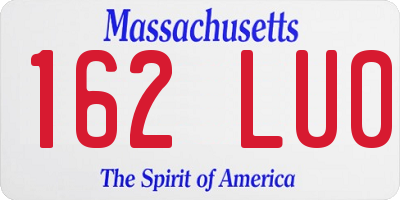 MA license plate 162LU0