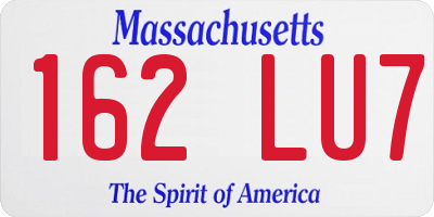 MA license plate 162LU7