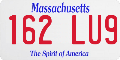 MA license plate 162LU9