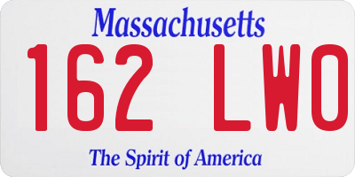 MA license plate 162LW0