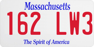 MA license plate 162LW3