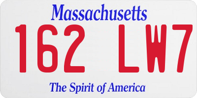 MA license plate 162LW7