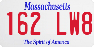 MA license plate 162LW8