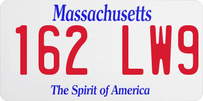MA license plate 162LW9