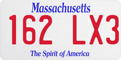 MA license plate 162LX3