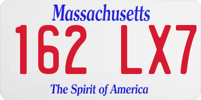 MA license plate 162LX7