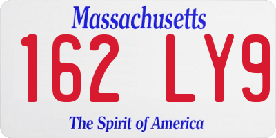 MA license plate 162LY9