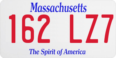 MA license plate 162LZ7