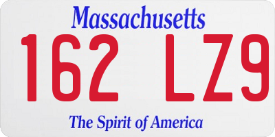 MA license plate 162LZ9
