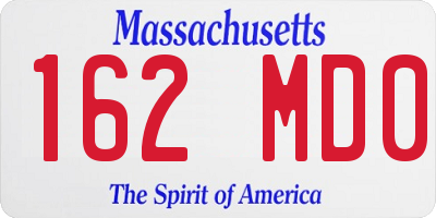 MA license plate 162MD0